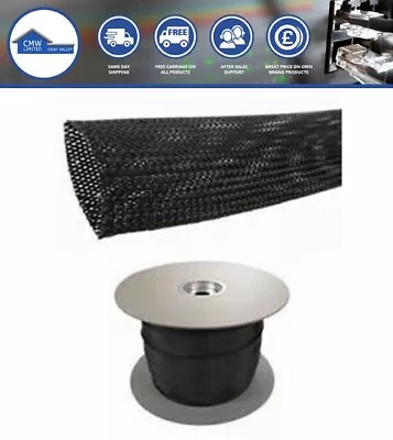 £44.99 • Buy Black Braided Cable Sleeving Sock Expandable Sheathing Wire Harness Loom Marine