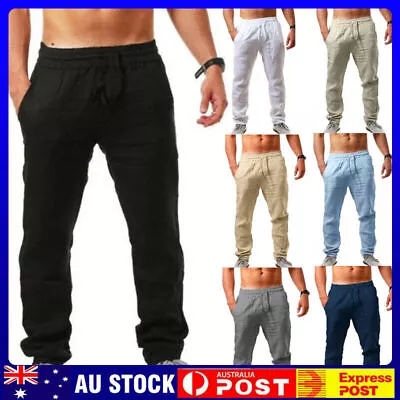 $18.99 • Buy Summer Men's Casual Cotton Linen Baggy Harem Pants Beach Yoga Hippy Trousers AU