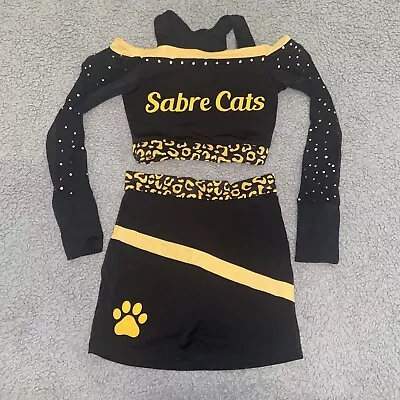 Real Cheerleading University Uniform Sabrecats Crop Top & Skort XS/XXS Used • £25