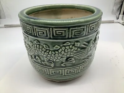 Vintage Chinese Dragon Flower Pot Green Serpent Flower Pot • $49.99