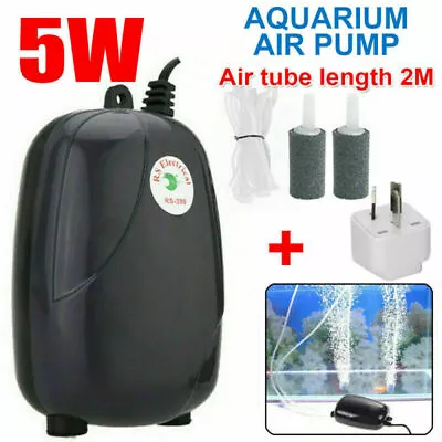 $16.49 • Buy Fish Tank Aquarium Pond Oxygen Pump Aqua Air Bubble Disk Stone Aerator 2 Outlets