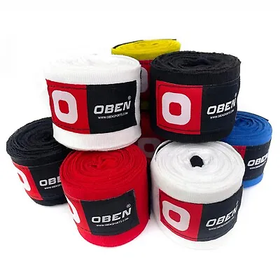 Oben® 4.5M Hand Fist Wraps Bandages Boxing Inner Gloves Muay Thai MMA Cotton • £4.99