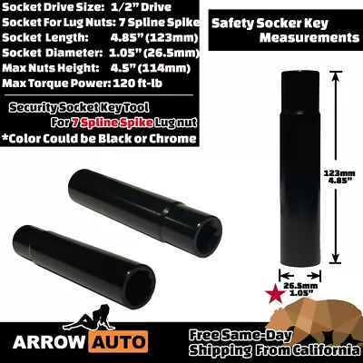 1x 1/2  Drive 4.85  Tall Socket Key Fit 7-Spline Spike Lug Nut • $11.99