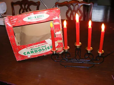 Vintage Noma Christmas Candolier Electric Red Drip Candles 5 Light 1950's W/Box • $35