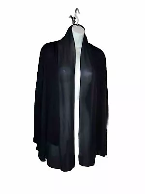 Simply Vera Wang Black Open Chiffon Insert Jersey Flyaway Cardigan Jacket Top M • $19.99