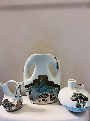 Aljesa Ceramic Mexican Pottery Blue White Set Of 3 • $42