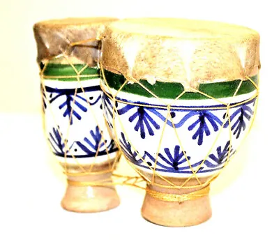 MINIATURE Drum Moroccan Authentic Bongos Handmade Percussion INSTRUMENT • $15