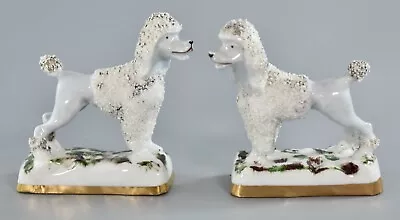 Antique Chelsea Porcelain Edme Samson Staffordshire Poodle Dog Figures • £89.95