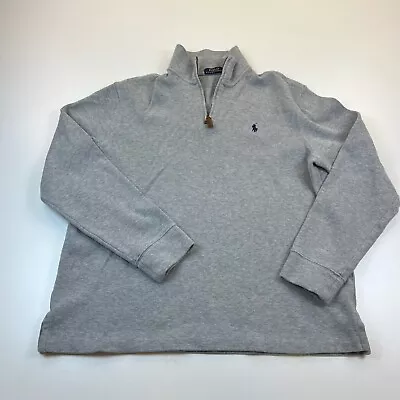 Polo Ralph Lauren Sweater Large 1/4 Zip Pullover Gray Mock Neck Pony • $19.99