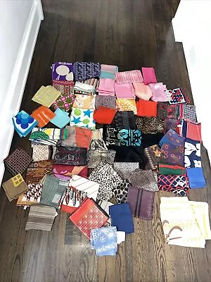 Huge Lot 66 Vintage Scarves Some Silk 70’s 80’s 90’s DVF Nina Ricci Echo • $69