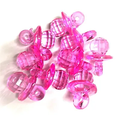 10 X DARK PINK CRYSTAL Dummy / Pacifier Faceted Acrylic Charms Baby Shower • £3