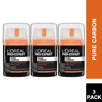 3 PACK - L'Oreal Men Expert Pure Carbon Anti-Imperfection Moisturiser 50ml • £14.99