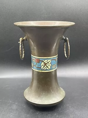 Antique Nippon Bronze Enameled Champleve Vase Handles • $75