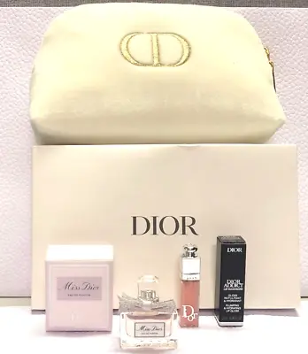 Dior  Gift Set Ivory Pouch Bag Containing  5ml Miss Dior EDP New In Box • £27.99