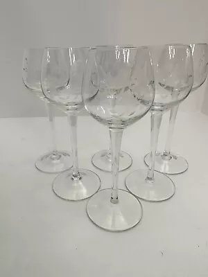 Vintage Elegant Etched Tall Cordial Sherry Glasses Flower Leaves 7.25” Set Of 6 • $29.99