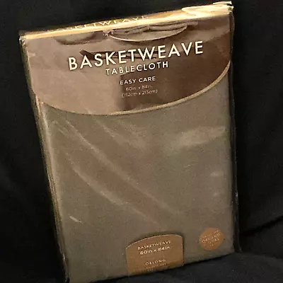 Basketweave Easy Care Tablecloth 90  Round Silver 100% Polyester • $24.95