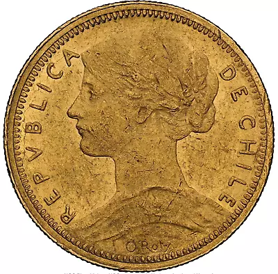 1896 Chile 10 Pesos Gold Coin NGC AU-55 One Of 17 Graded At PCGS+NGC 0.176 AGW • $600