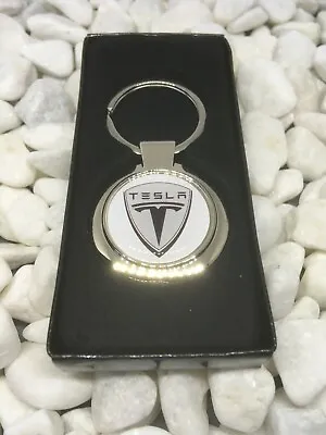 Chrome Key Ring With Printed Tesla Logo Model S 3 X Y New • $7.52