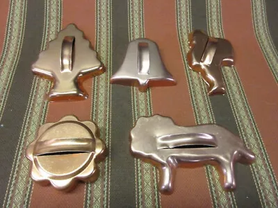 5 Vintage Holiday Cookie Cutters Copper Colored Aluminum By MIRRO - Santa Tree • $9.99