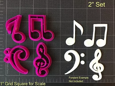 Music Note Bass Clef Treble Clef Fondant Cutter Cookie / Cupcake Topper • £10.56