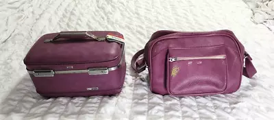 Vintage American Tourister Purple Hardshell Makeup Train Case And Travel Bag • $129.99