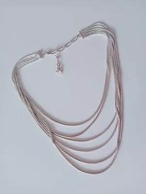 Silver Tone Marks And Spencer M&S Chain Multi Strand Necklace • £5.99