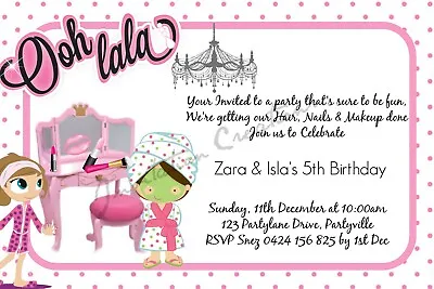 DIY Print Custom GIRL PAMPER PARTY MAKEUP SPA Birthday Party Invitations • £6.20