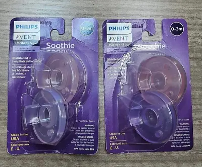 LOT OF 2 Philips Avent Soothie Pacifier 0-3 Months Purple Pink T22 • $8.99