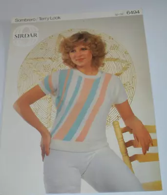 Knitting Pattern Top T-shirt Terry Look Striped Ladies Disco 70s • £1.50