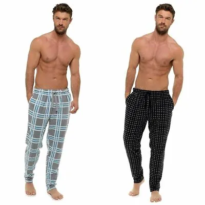 Fleece Lounge Pants Mens Soft Warm Check Pyjama Bottoms PJs Nightwear • £11.99