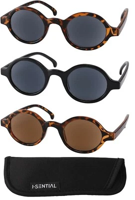 £6.99 • Buy Round Tinted Reading Sunglasses Case Metal Hinges Mens Womens Ladies Sun Readers