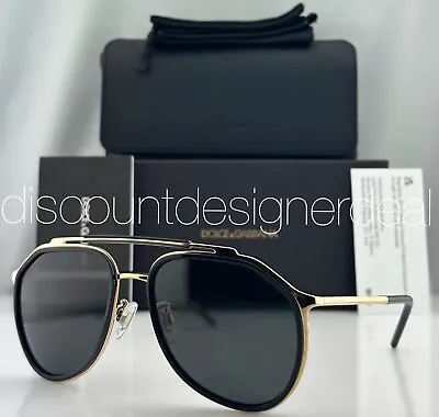 DOLCE & GABBANA Aviator Sunglasses DG 2277 02/87 Gold Black Frame Gray Lens 57mm • $98.99