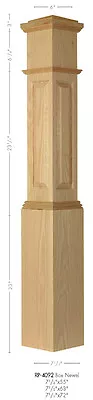 ARP 4092 Large Red Oak Amish Made Actual Raised Panel Box Newel Post • $345.02