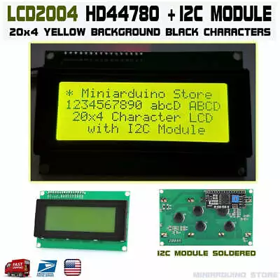 LCD 2004 Yellow Serial IIC I2C TWI 20x4 LCD2004 Module Display Screen Arduino • $6.78