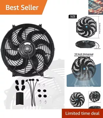 12  Slim Fan Push Pull Electric Radiator Cooling Fans - 800 CFM 2250 RPM Black • $44.79