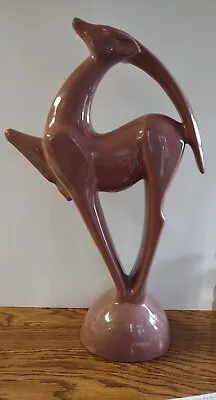 Royal Haeger Pink 21'' Gazelle/ Antelope Statue Mid Century Art Deco • $89.99