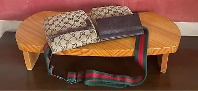 GUCCI GG Canvas Sherry Line Waist Pouch Shoulder Bum Bag Belt Bag 10634 • $359.99