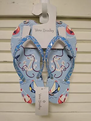 Vera Bradley Really Regatta Flip Flops Women Size Large 9-10 Anchor Whale  • $30