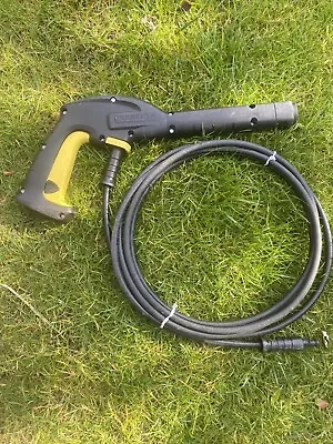 Karcher Pressure Washer Gun K2 K3 Quick Connect Yellow Clip 4M Hose In Good Cond • £22.99