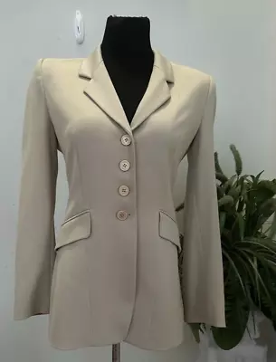 Vertigo Paris Made In France Womens Beige Career Professional Blazer Jacket Sz M • $63.74