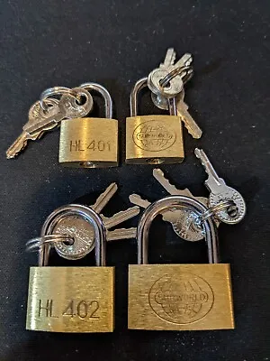 4 Pieces Small Metal Brass Padlock Mini With 3 Lock Keys Size 20-20-25-30 Mm • $8.99