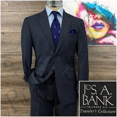 Jos A Bank Mens Suit 2 Piece Set Size 38S Jacket Blazer Pants Wool Two Button • $149