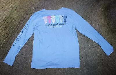 Vineyard Vines Girls Blue Long Sleeve (Lacrosse) T-Shirt - Size L (14) - EUC • $12.99