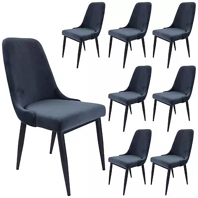 Eva Dining Chair Set Of 8 Fabric Seat With Metal Frame - Charcoal • $1683