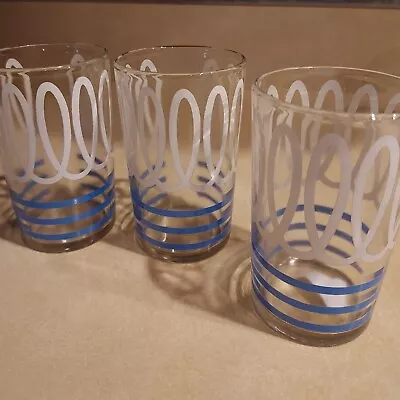 Set Of 3 1950's Swanky Swigs Vtg Juice Glasses. RARE DESIGN Loops & Lines. Mint • $10