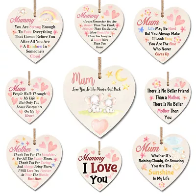 Wooden Heart Plaque Wall Sign Mum Mother Mummy Sentimental Quotes Gift HM0007 • £3.99