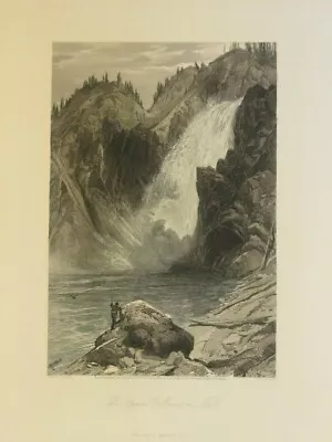 Upper Yellowstone Falls Wyoming Hand Color Vintage 1872 Antique Art Print • $39.60
