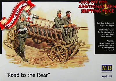 Master Box 3558 WWII Road To The Rear German Soldiers Farmer's Cart And Horses • $14.97