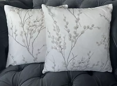 Laura Ashley Pussy Willow X1 Cushion Cover In Off White Dove Grey 16”x16” • £13.99