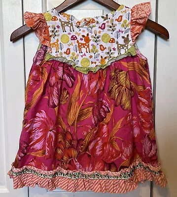 Matilda Jane Platinum Flutter Floral Deer Tunic? Dress? Ruffle Lace 6 Mushrooms • $20.98